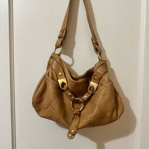 Y2K Tan Leather Shoulder Bag